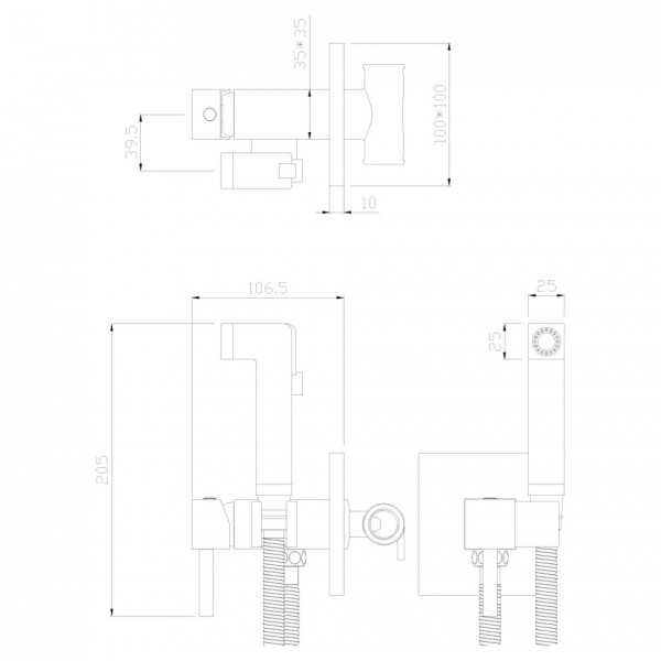 X25-53 Смеситель одноручный(25мм) с гигиеническим душем встраиваемый, хром Квадр. X25-53 Смеситель одноручный(25мм) с гигиеническим душем встраиваемый, хром Квадр.